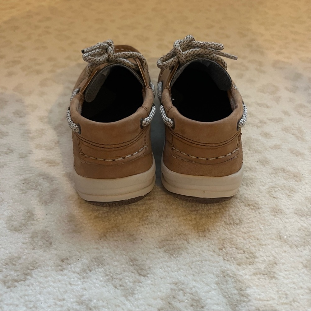 Sperry Tan Boat Shoes with White Stitching - Picture 5 of 8